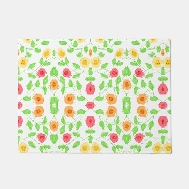 花かわいらしかわいらし投げマット ドアマット (正面)