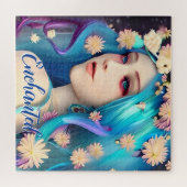 花かわいらしで魅了された女の子パーソナライズされた ジグソーパズル (横)