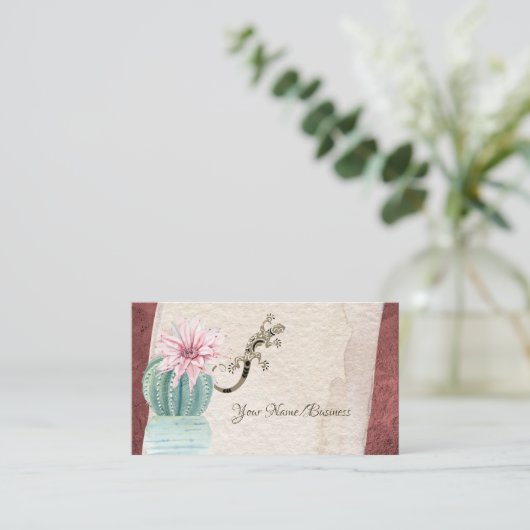 花かわいらしとゲッコ南西部のサボテン 名刺 (スタンド正面)