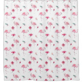 花かわいらしとピンクのフラミンゴ シャワーカーテン (正面)