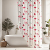 花かわいらしとピンクのフラミンゴ シャワーカーテン