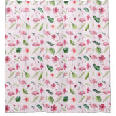 花かわいらしとピンクのフラミンゴ シャワーカーテン (正面)