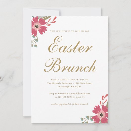 花かわいらしとミントグリーンイースターブランチ 招待状 (正面)