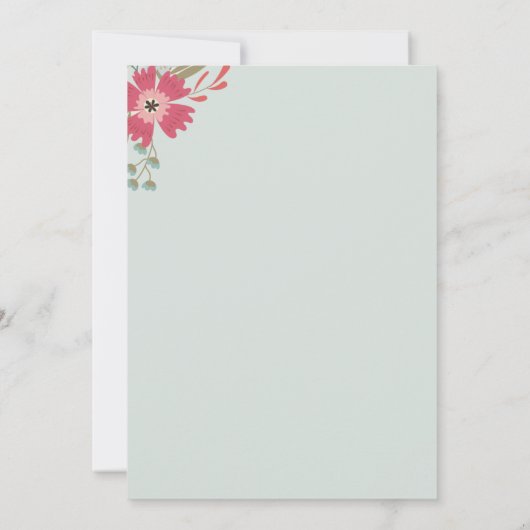 花かわいらしとミントグリーンサプライズパーティー 招待状 (裏面)