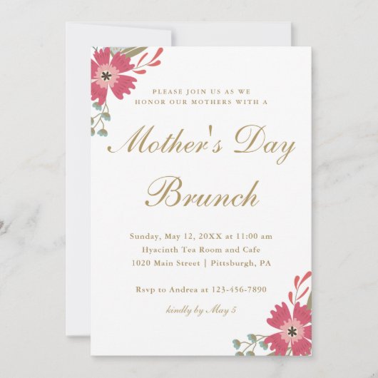 花かわいらしとミントグリーンマザーズデイブランチ 招待状 (正面)