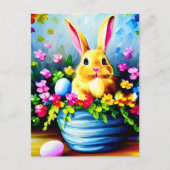 花かわいらしと可愛いバニー・イースター シーズンポストカード (正面)