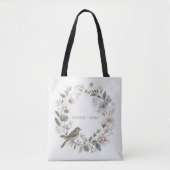 花かわいらしと小鳥 トートバッグ (正面)