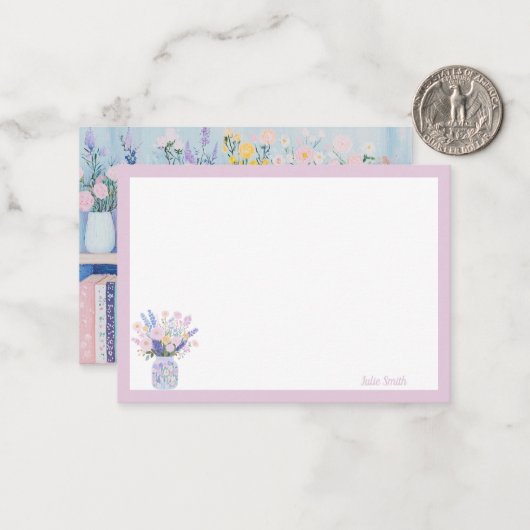 花かわいらしと書籍のノートカード ノートカード (正面/裏面インサイチュ)