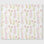 花かわいらしと葉女の子の赤ちゃんシャワー ラッピングペーパー (フラット)