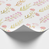 花かわいらしと葉女の子の赤ちゃんシャワー ラッピングペーパー (角)