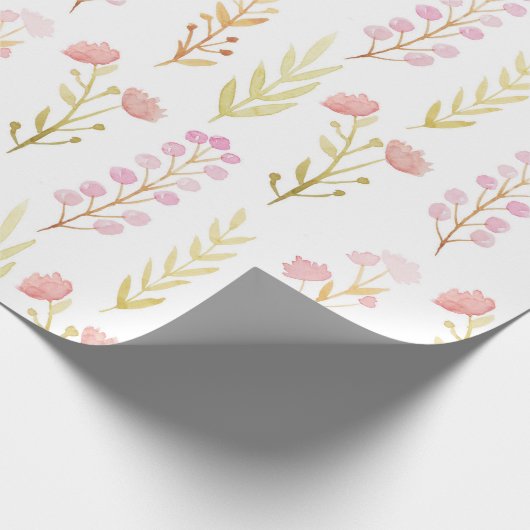 花かわいらしと葉女の子の赤ちゃんシャワー ラッピングペーパー (角)