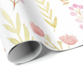 花かわいらしと葉女の子の赤ちゃんシャワー ラッピングペーパー (ロールコーナー)