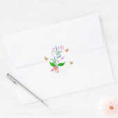 花かわいらしと蝶の束 ラウンドシール (封筒)