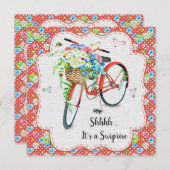 花かわいらしと赤バイクサプライズ誕生日パーティー 招待状 (正面/裏面)