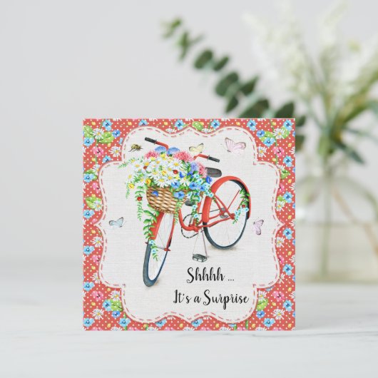 花かわいらしと赤バイクサプライズ誕生日パーティー 招待状 (スタンド正面)