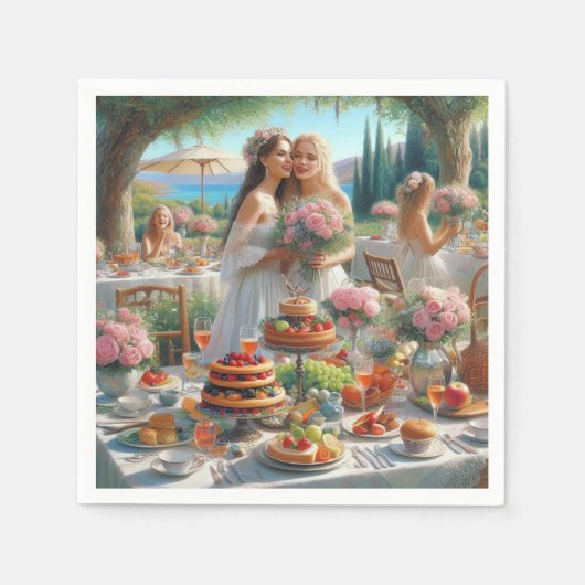 花かわいらしと食品ブライダルシャワー紙ナプキン スタンダードカクテルナプキン (正面)