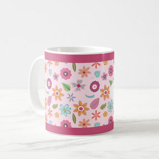 花かわいらしのパターン名Mug コーヒーマグカップ (正面左)