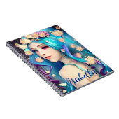 花かわいらしの付いたEtherealのパーソナライズされた女の子 ノートブック (右側)