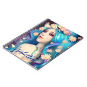 花かわいらしの付いたEtherealのパーソナライズされた女の子 ノートブック (左側)