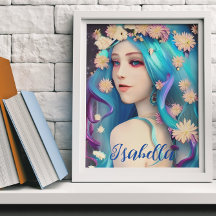 花かわいらしの付いたEtherealのパーソナライズされた女の子