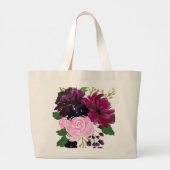 花かわいらしの図解入りの、写真付きのトリオ ラージトートバッグ (裏面)