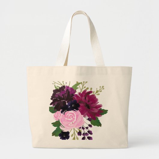 花かわいらしの図解入りの、写真付きのトリオ ラージトートバッグ (正面)