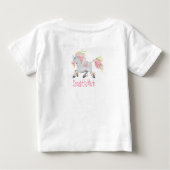 花かわいらしの妖精のユニコーンと蘭 ベビーTシャツ (裏面)