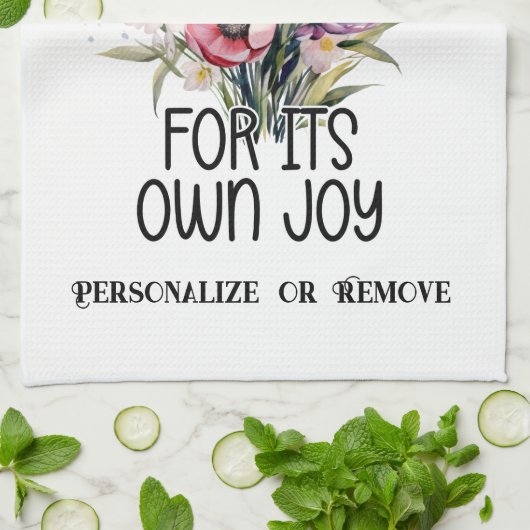 花かわいらしの花束と感動的引用文 キッチンタオル (折り畳み)