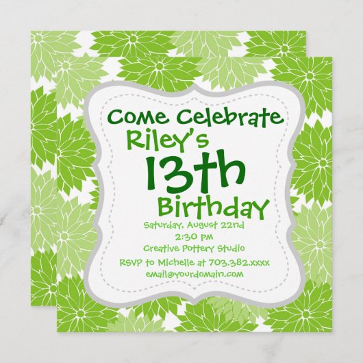 花かわいらしの花模様 招待状 (正面/裏面)