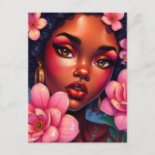 花かわいらしの髪の色の女性 ポストカード (正面)