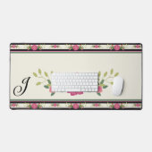 花かわいらしはっきりしたデザインモノグラムの デスクマット (キーボード&マウス)