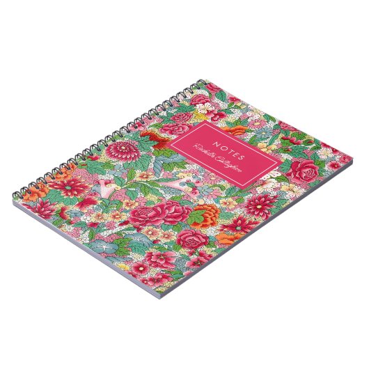 花かわいらしはっきりした形マゼンダ名 ノートブック (左側)