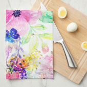 花かわいらしぼほフローラ水彩デザイン キッチンタオル (四つ折り)
