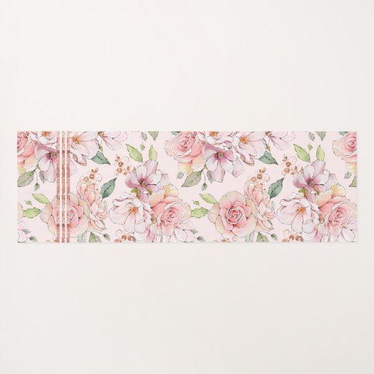 花かわいらしカラフル模様 ヨガマット (裏面(横))