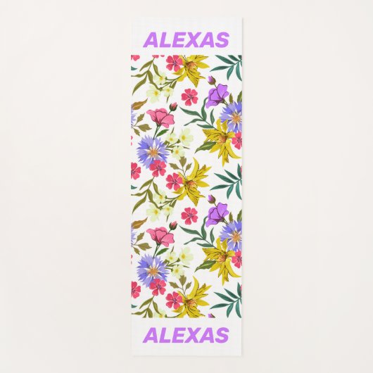 花かわいらしカラフル模様 ヨガマット (正面)