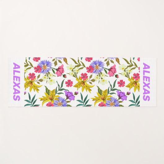 花かわいらしカラフル模様 ヨガマット (正面(横))