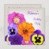 花かわいらしカラフル生クリーム白黄紫 招待状 (正面/裏面)