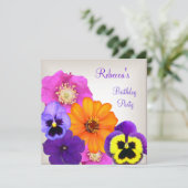 花かわいらしカラフル生クリーム白黄紫 招待状 (スタンド正面)