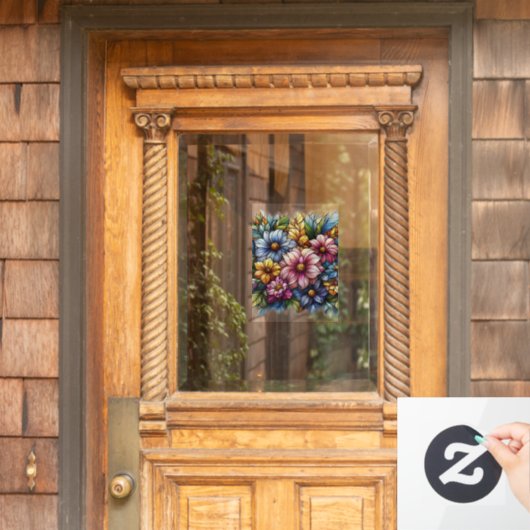 花かわいらしカラフル窓が貼れる ウィンドウサイン (ホームデコレーション)