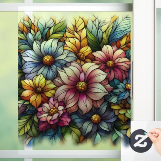 花かわいらしカラフル窓が貼れる ウィンドウサイン (ホーム)