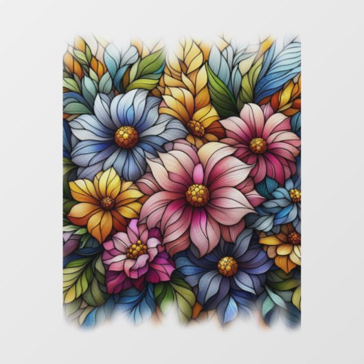 花かわいらしカラフル窓が貼れる ウィンドウサイン (シート)