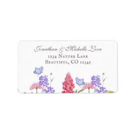 花かわいらしカラフル蝶の住所 ラベル