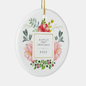 花かわいらしガーリーベビー初めてのクリスマス セラミックオーナメント (右)