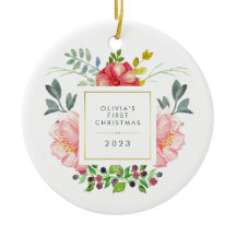 花かわいらしガーリーベビー初めてのクリスマス