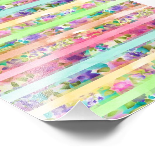 花かわいらしストライプ類水彩手絵を描 フォトプリント            (角)