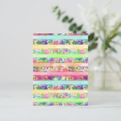 花かわいらしストライプ類水彩手絵を描 ポストカード (スタンド正面)