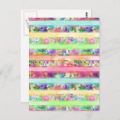 花かわいらしストライプ類水彩手絵を描 ポストカード (正面/裏面)