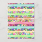 花かわいらしストライプ類水彩手絵を描 ポストカード (正面)