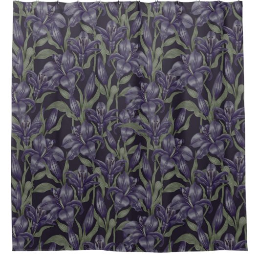 花かわいらしフローラの装飾的な目を引く シャワーカーテン (正面)