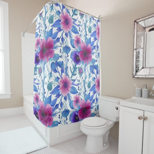 花かわいらしフローラの装飾的な目を引く シャワーカーテン (インサイチュ)